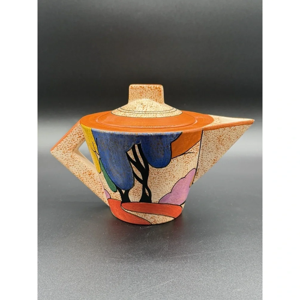 Vintage '93 Art Deco Clarice Cliff MMA 'Bizarre Autumn' Tea Pot Reproduction